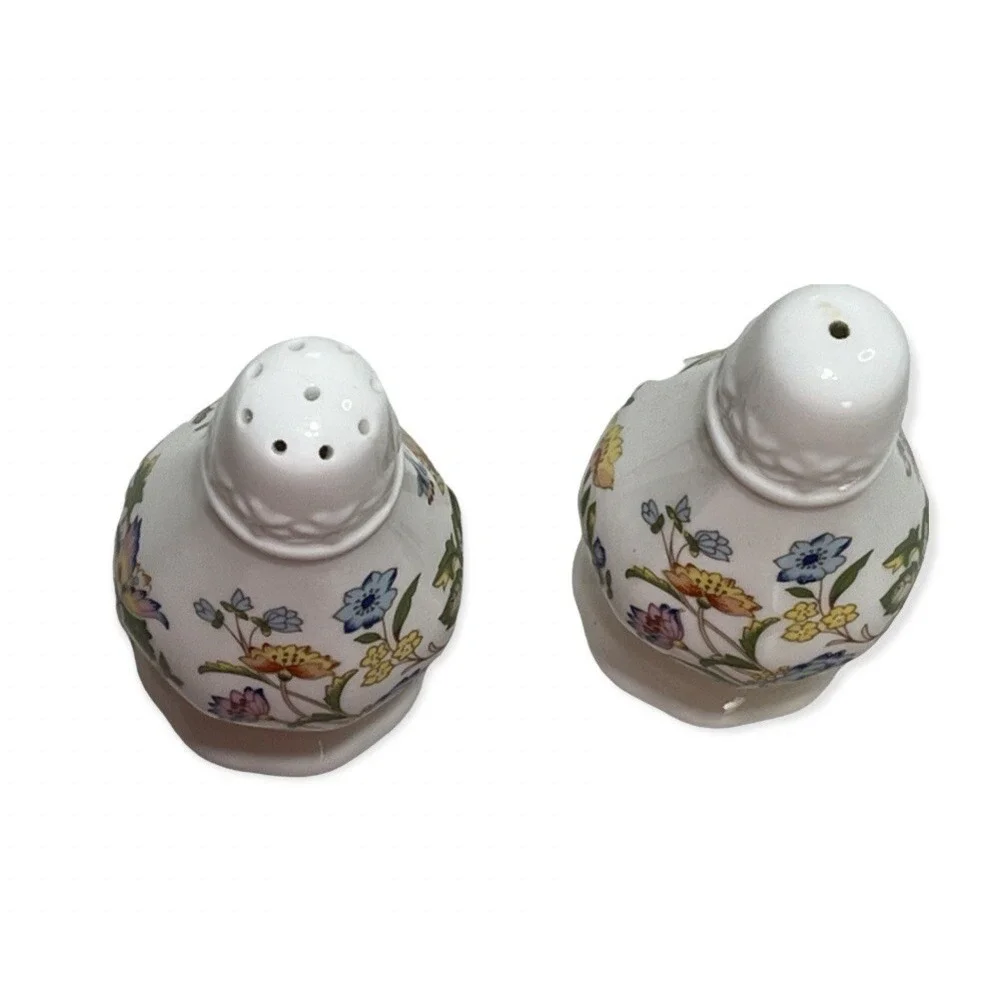 Aynsley Cottage Garden Salt Pepper Shakers Butterflies‎ Wild Flowers England